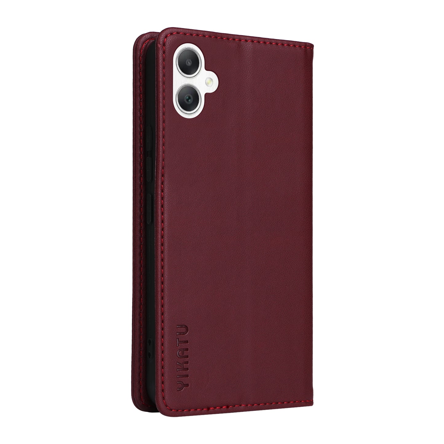 YIKATU YK-001 For Samsung Galaxy A06 Case Stand Leather Phone Cover Strong Magnetic Closure - Wine Red