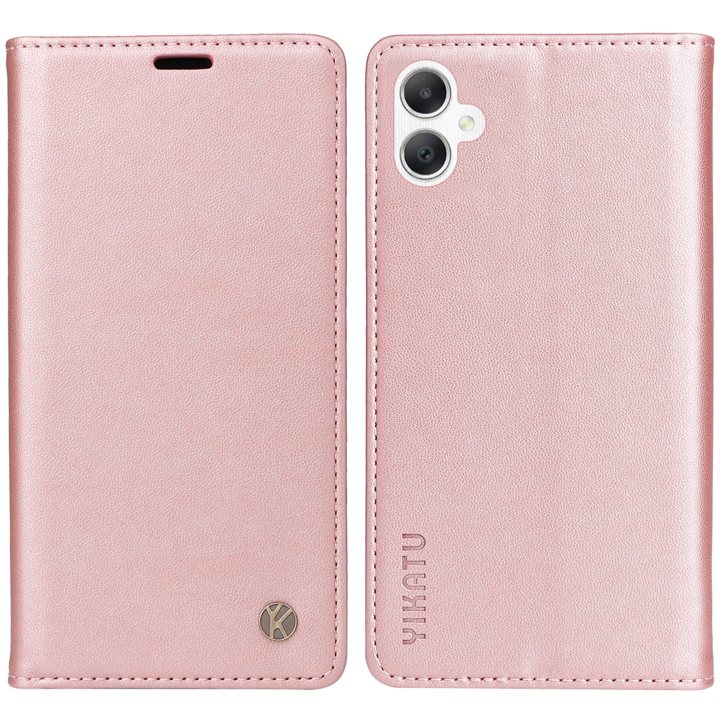 YIKATU YK-001 For Samsung Galaxy A06 Case Stand Leather Phone Cover Strong Magnetic Closure - Rose Gold