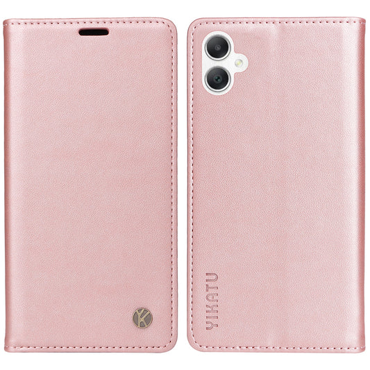 YIKATU YK-001 For Samsung Galaxy A06 Case Stand Leather Phone Cover Strong Magnetic Closure - Rose Gold