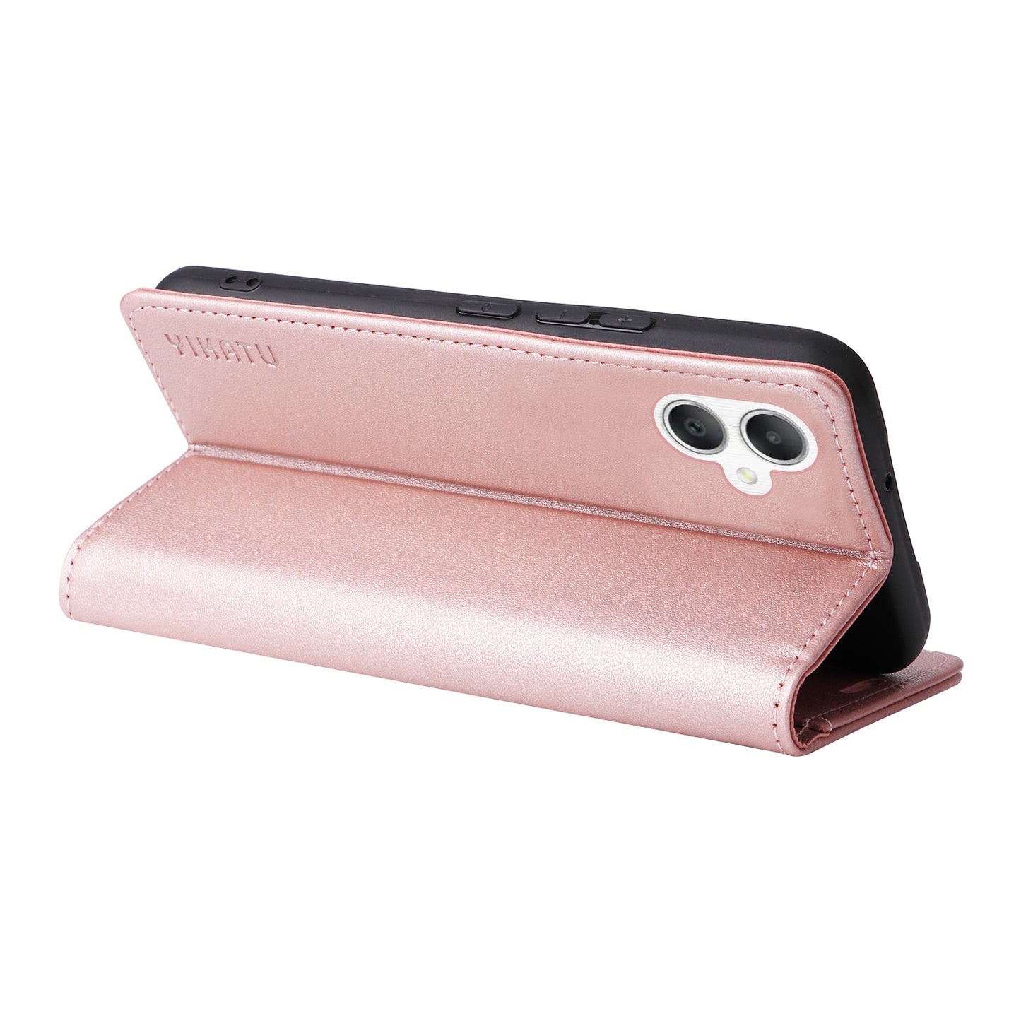 YIKATU YK-001 For Samsung Galaxy A06 Case Stand Leather Phone Cover Strong Magnetic Closure - Rose Gold