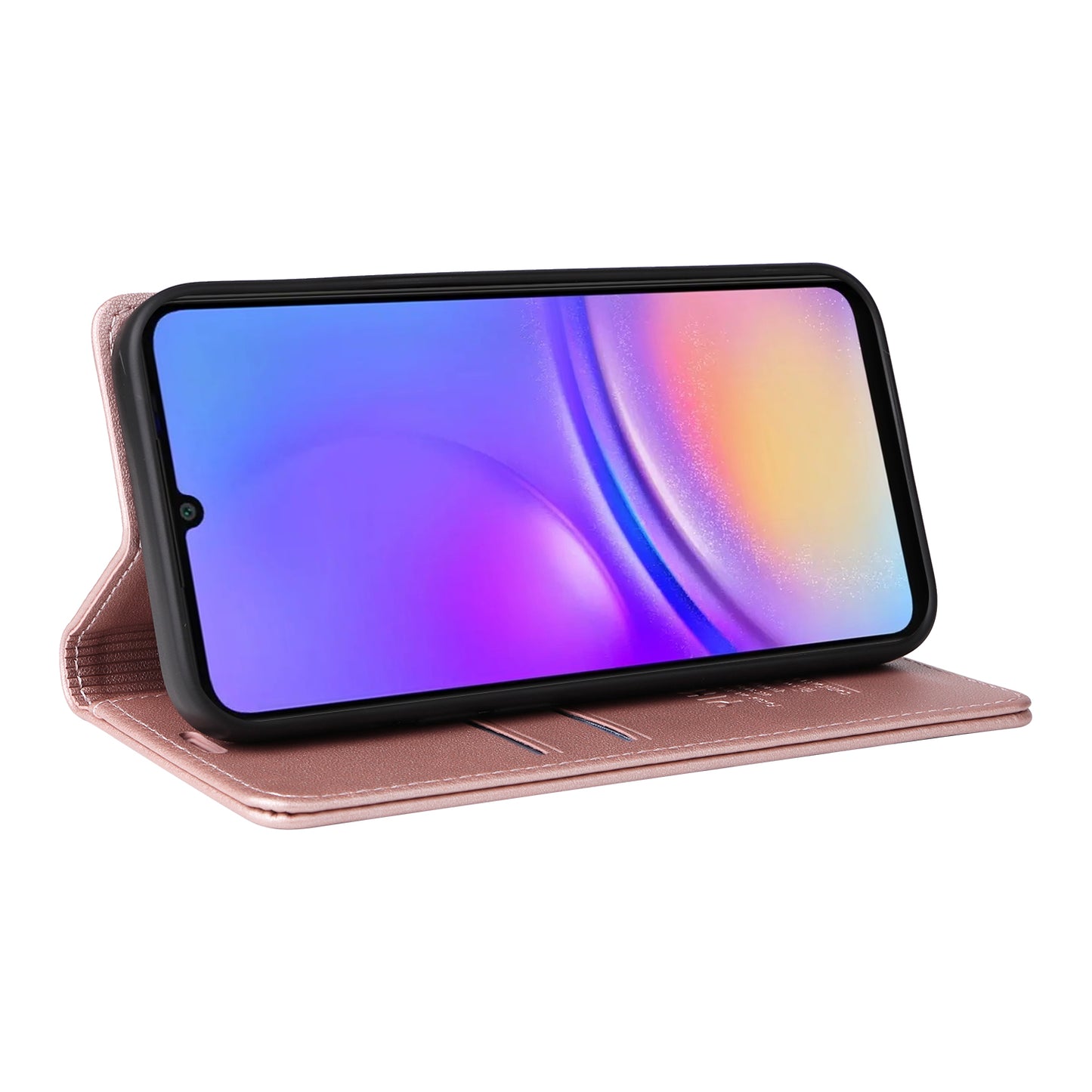 YIKATU YK-001 For Samsung Galaxy A06 Case Stand Leather Phone Cover Strong Magnetic Closure - Rose Gold