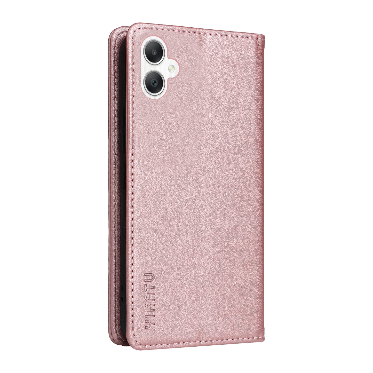 YIKATU YK-001 For Samsung Galaxy A06 Case Stand Leather Phone Cover Strong Magnetic Closure - Rose Gold