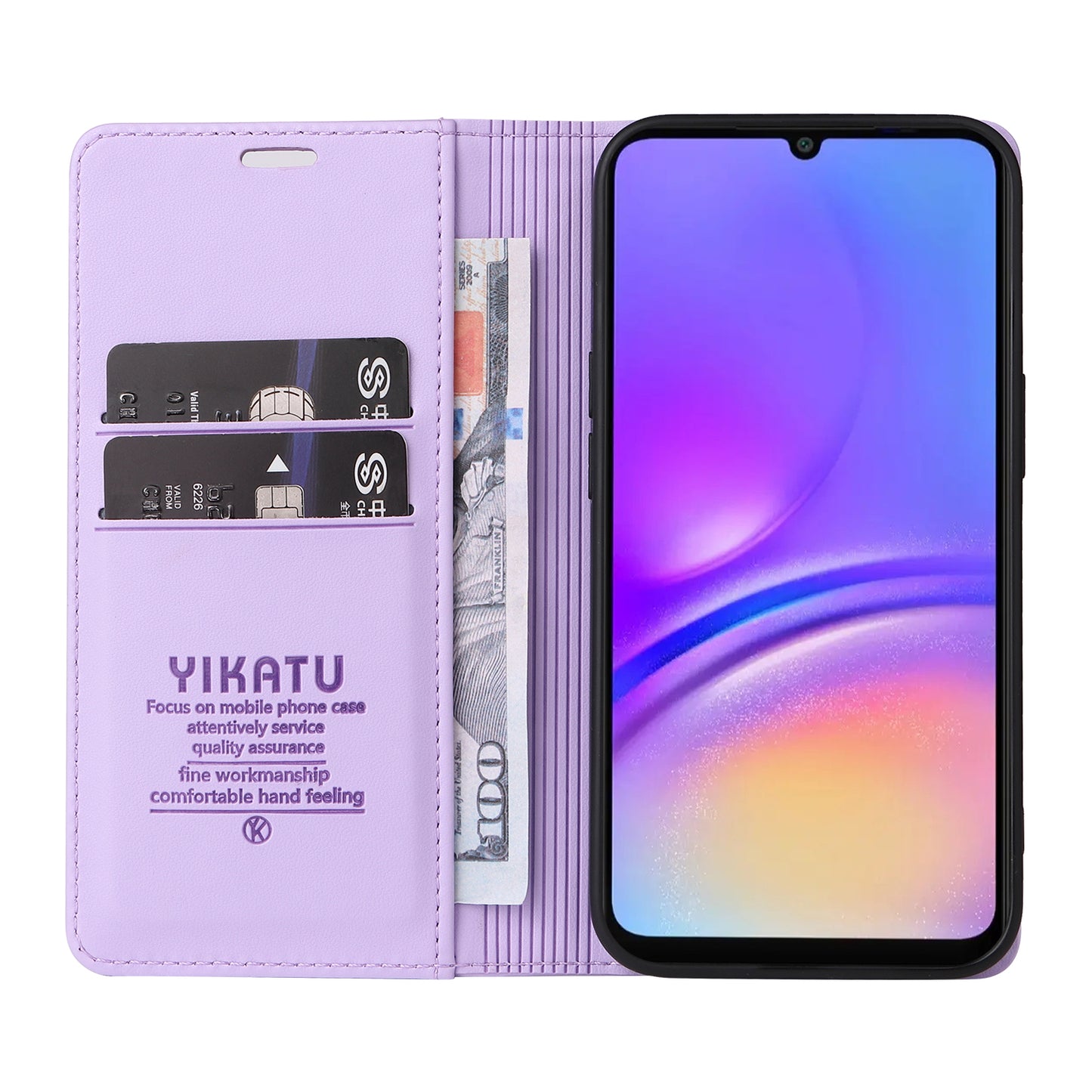 YIKATU YK-001 For Samsung Galaxy A06 Case Stand Leather Phone Cover Strong Magnetic Closure - Light Purple