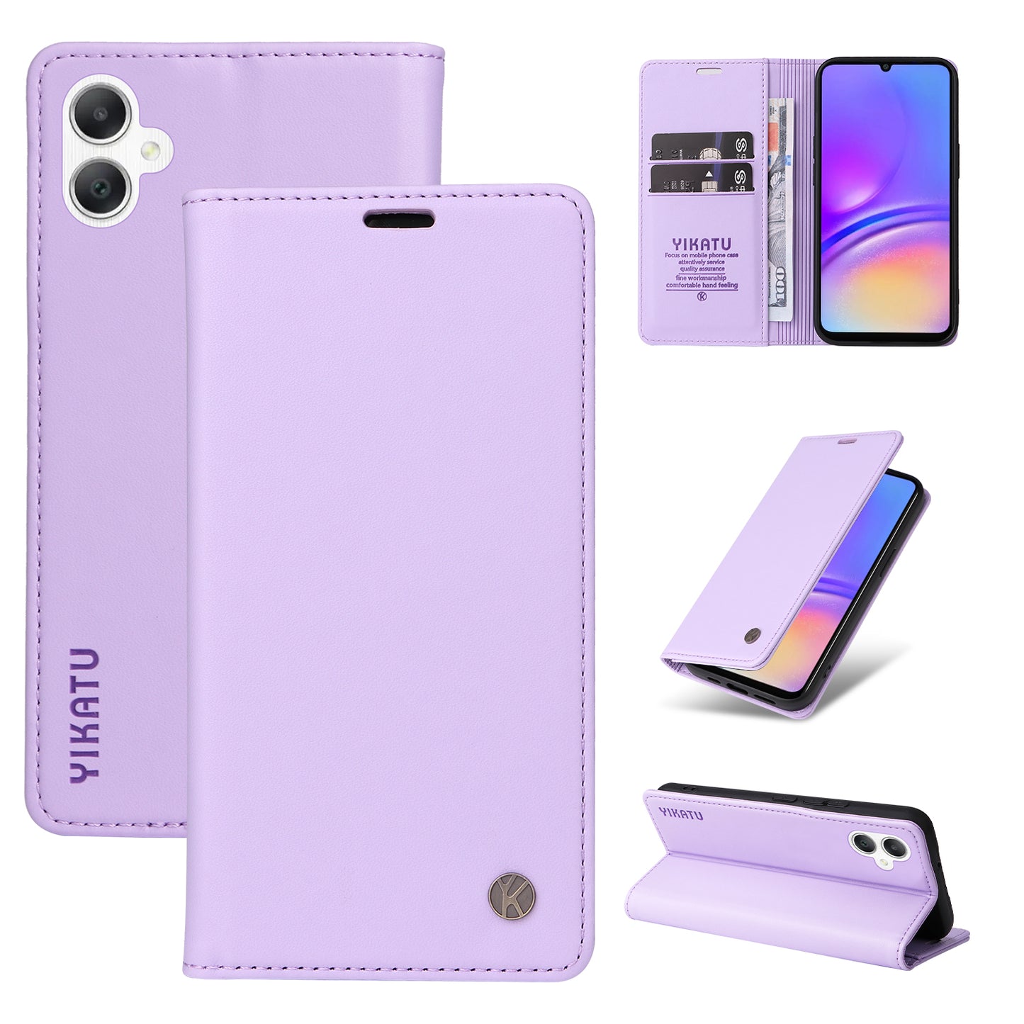 YIKATU YK-001 For Samsung Galaxy A06 Case Stand Leather Phone Cover Strong Magnetic Closure - Light Purple