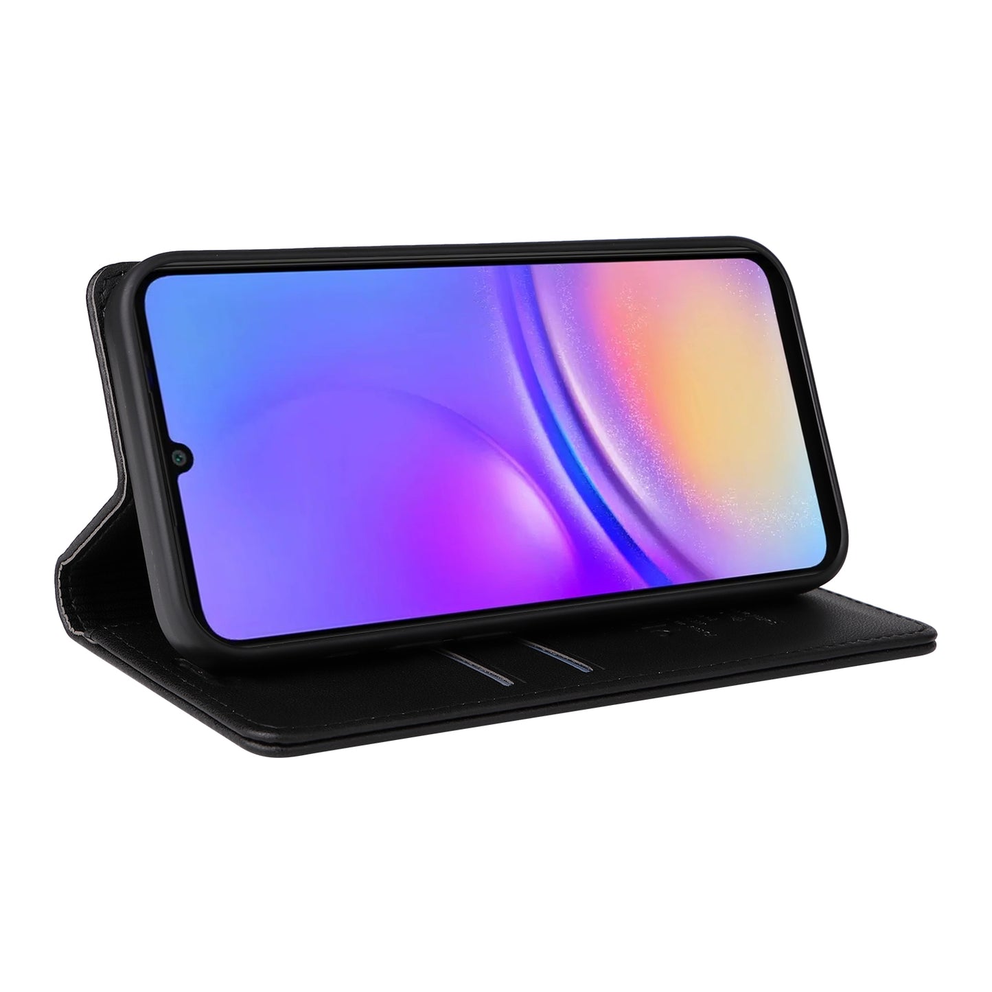 YIKATU YK-001 For Samsung Galaxy A06 Case Stand Leather Phone Cover Strong Magnetic Closure - Black
