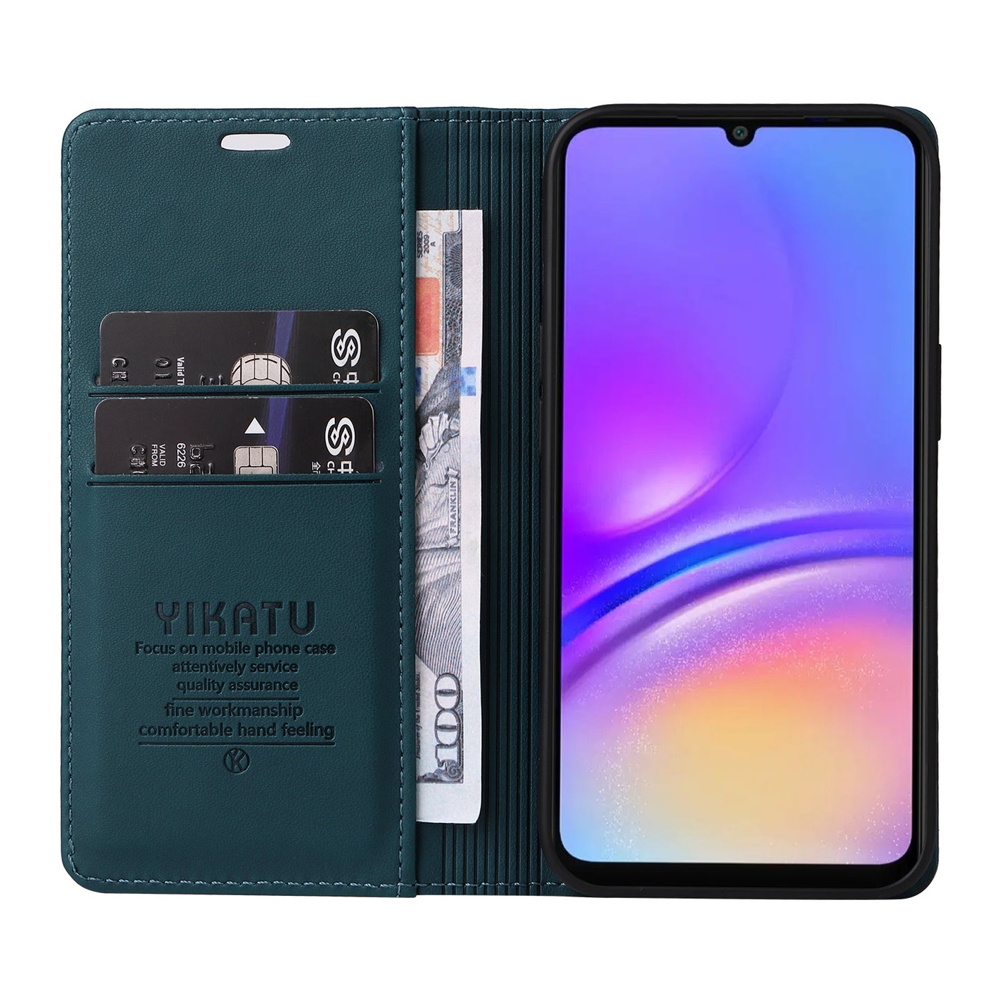 YIKATU YK-001 For Samsung Galaxy A06 Case Stand Leather Phone Cover Strong Magnetic Closure - Green