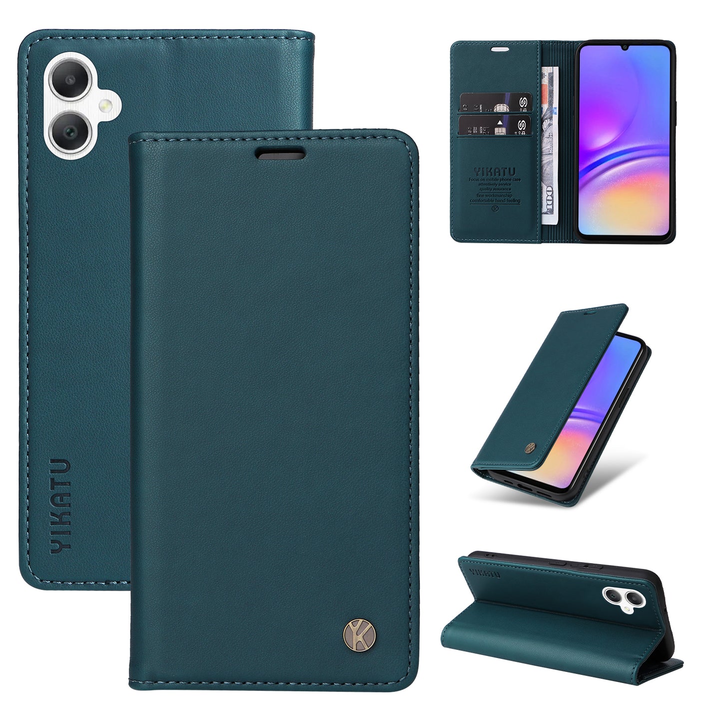 YIKATU YK-001 For Samsung Galaxy A06 Case Stand Leather Phone Cover Strong Magnetic Closure - Green