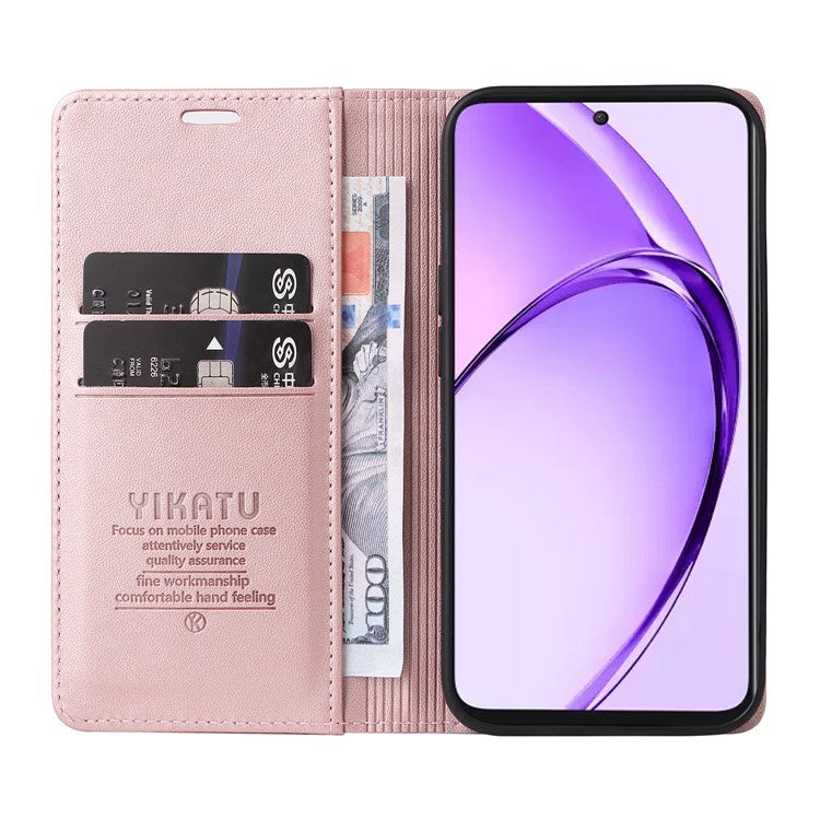 YIKATU YK-001 For Oppo A3 Pro (Global) 5G  /  A3 Pro (India) 5G Case Stand Leather Phone Cover Strong Magnetic Closure - Rose Gold