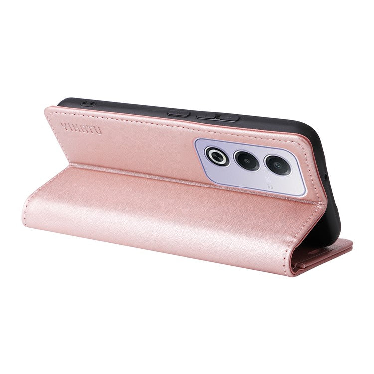YIKATU YK-001 For Oppo A3 Pro (Global) 5G  /  A3 Pro (India) 5G Case Stand Leather Phone Cover Strong Magnetic Closure - Rose Gold