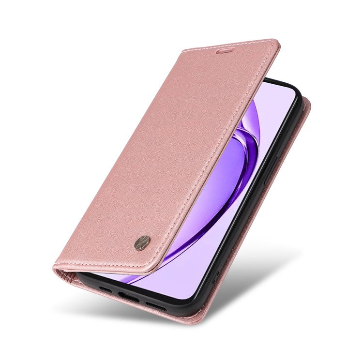 YIKATU YK-001 For Oppo A3 Pro (Global) 5G  /  A3 Pro (India) 5G Case Stand Leather Phone Cover Strong Magnetic Closure - Rose Gold