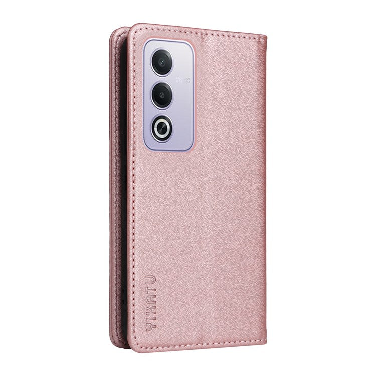 YIKATU YK-001 For Oppo A3 Pro (Global) 5G  /  A3 Pro (India) 5G Case Stand Leather Phone Cover Strong Magnetic Closure - Rose Gold