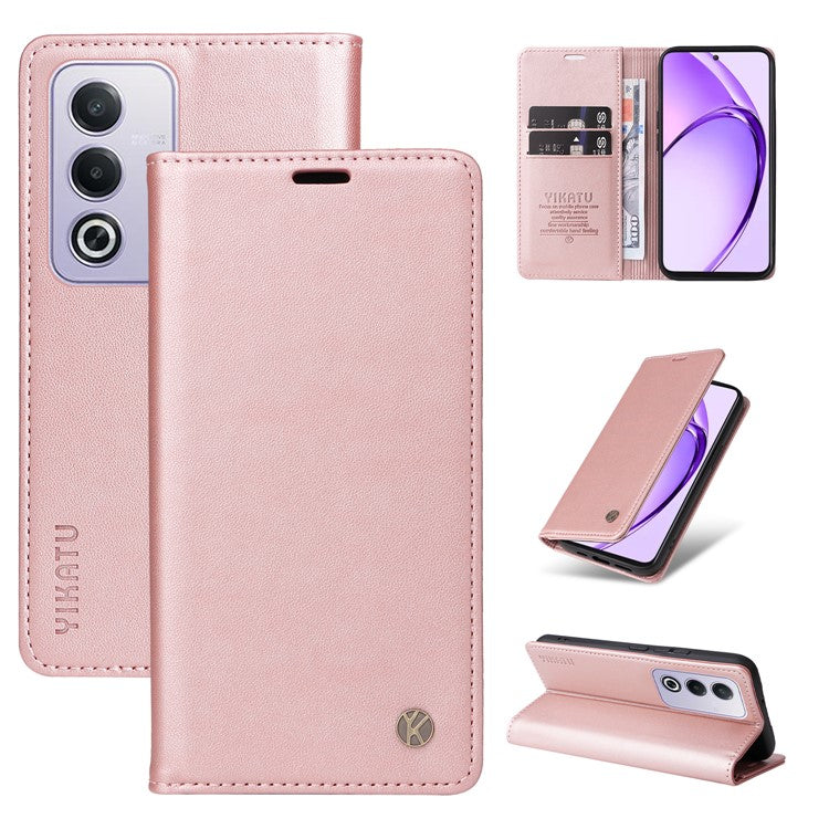 YIKATU YK-001 For Oppo A3 Pro (Global) 5G  /  A3 Pro (India) 5G Case Stand Leather Phone Cover Strong Magnetic Closure - Rose Gold