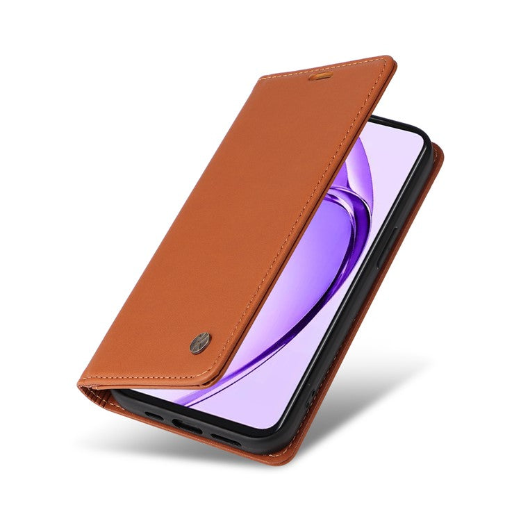 YIKATU YK-001 For Oppo A3 Pro (Global) 5G  /  A3 Pro (India) 5G Case Stand Leather Phone Cover Strong Magnetic Closure - Brown