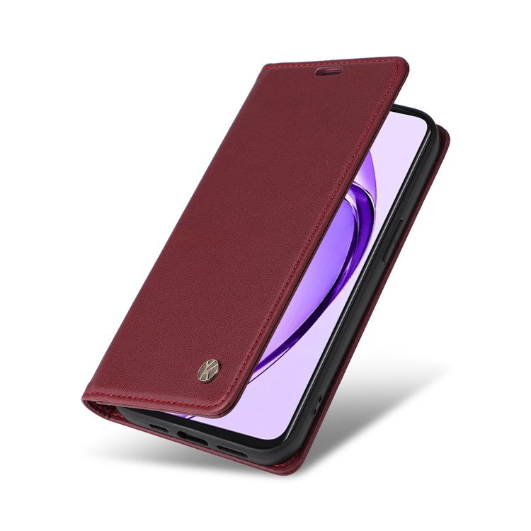 YIKATU YK-001 For Oppo A3 Pro (Global) 5G  /  A3 Pro (India) 5G Case Stand Leather Phone Cover Strong Magnetic Closure - Wine Red