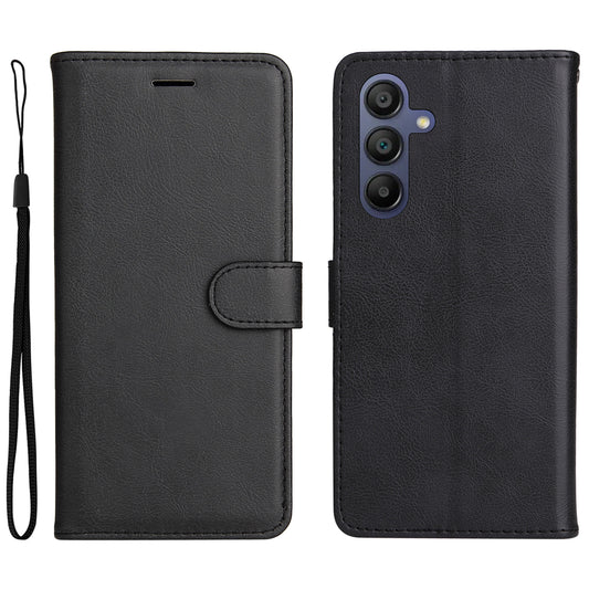 KT Leather Series-2 for Samsung Galaxy A16 5G / A16 4G Case Solid Color Leather Phone Cover Wallet Stand - Black