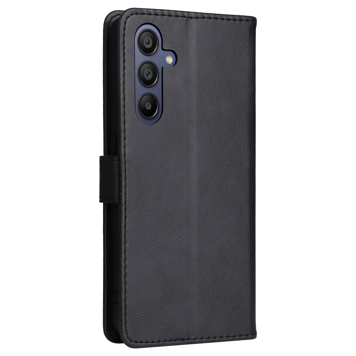 KT Leather Series-2 for Samsung Galaxy A16 5G / A16 4G Case Solid Color Leather Phone Cover Wallet Stand - Black