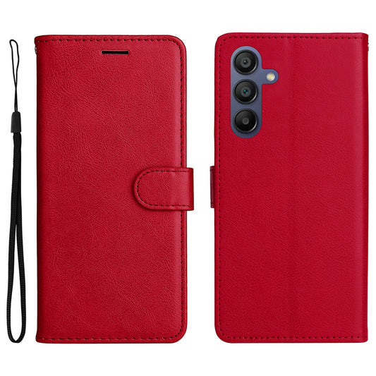 KT Leather Series-2 for Samsung Galaxy A16 5G / A16 4G Case Solid Color Leather Phone Cover Wallet Stand - Red