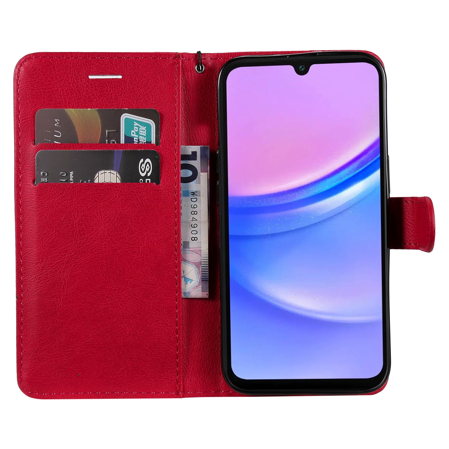 KT Leather Series-2 for Samsung Galaxy A16 5G / A16 4G Case Solid Color Leather Phone Cover Wallet Stand - Red