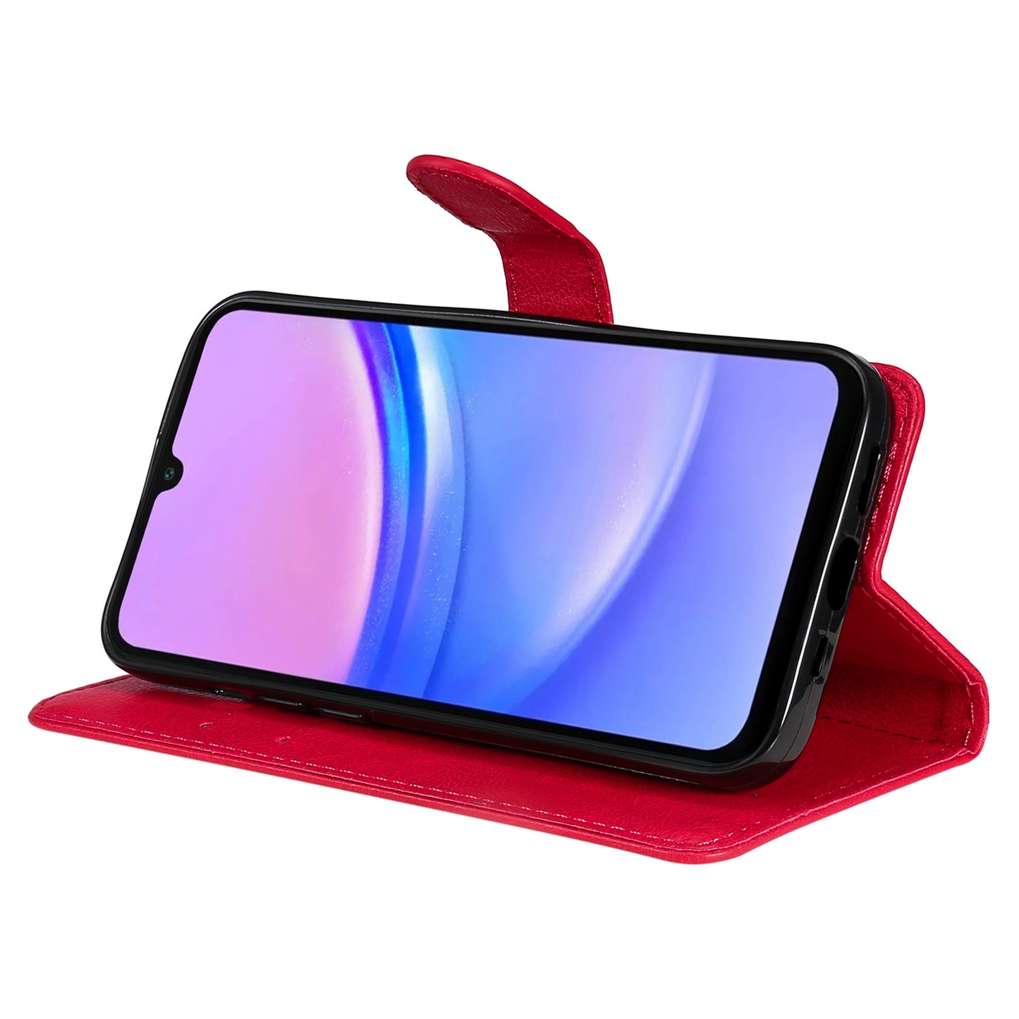 KT Leather Series-2 for Samsung Galaxy A16 5G / A16 4G Case Solid Color Leather Phone Cover Wallet Stand - Red