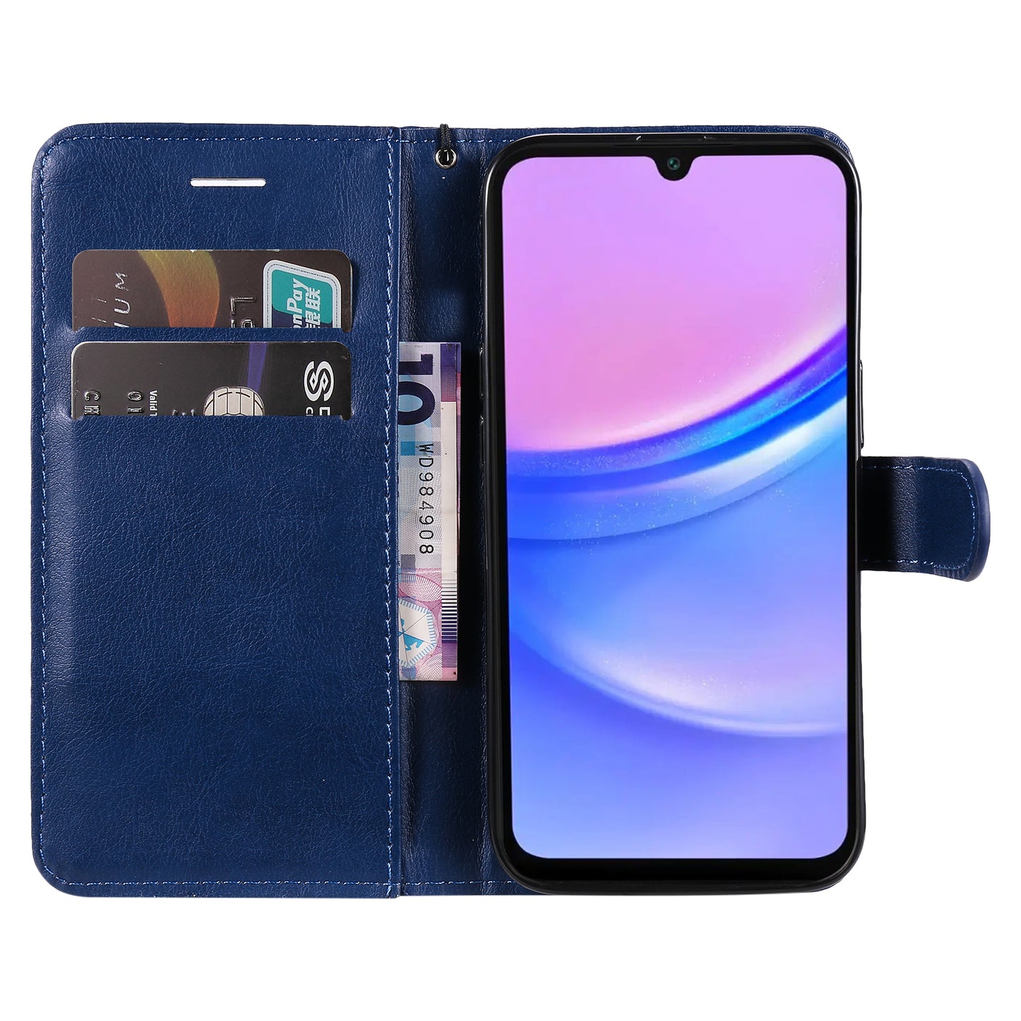 KT Leather Series-2 for Samsung Galaxy A16 5G / A16 4G Case Solid Color Leather Phone Cover Wallet Stand - Blue