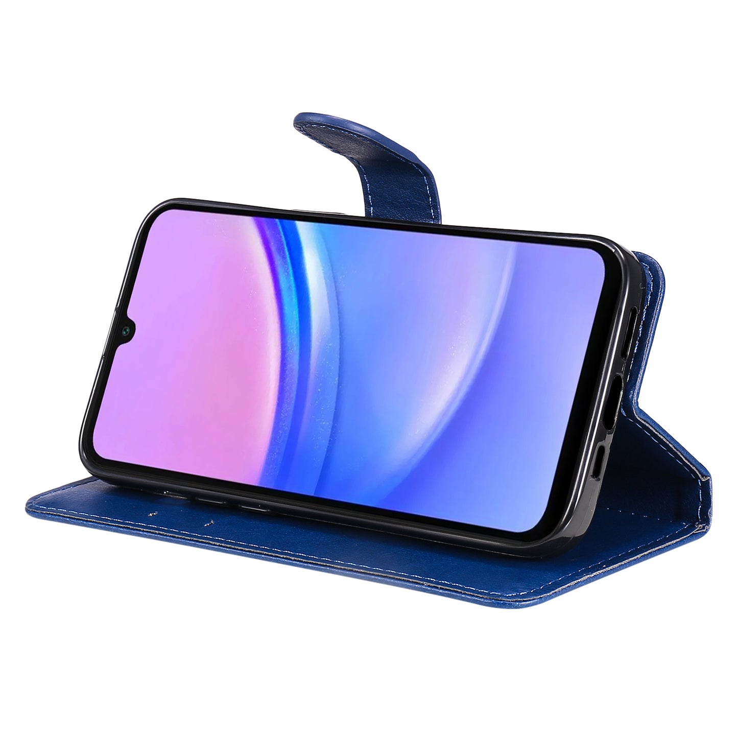 KT Leather Series-2 for Samsung Galaxy A16 5G / A16 4G Case Solid Color Leather Phone Cover Wallet Stand - Blue