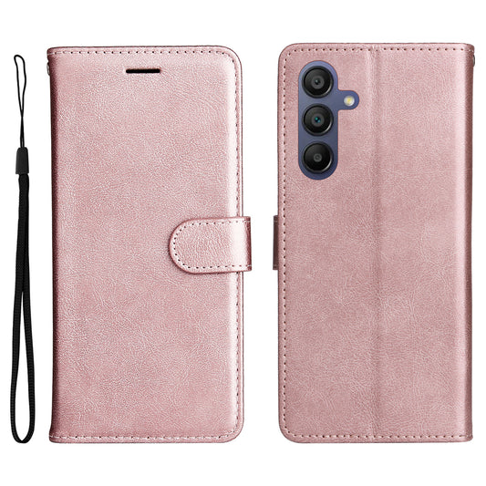 KT Leather Series-2 for Samsung Galaxy A16 5G / A16 4G Case Solid Color Leather Phone Cover Wallet Stand - Rose Gold