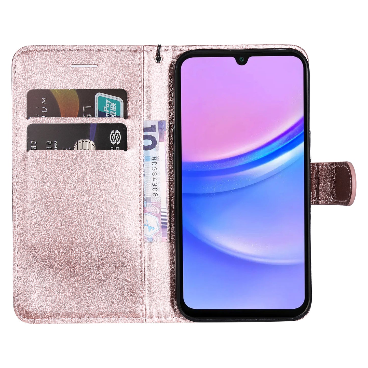 KT Leather Series-2 for Samsung Galaxy A16 5G / A16 4G Case Solid Color Leather Phone Cover Wallet Stand - Rose Gold