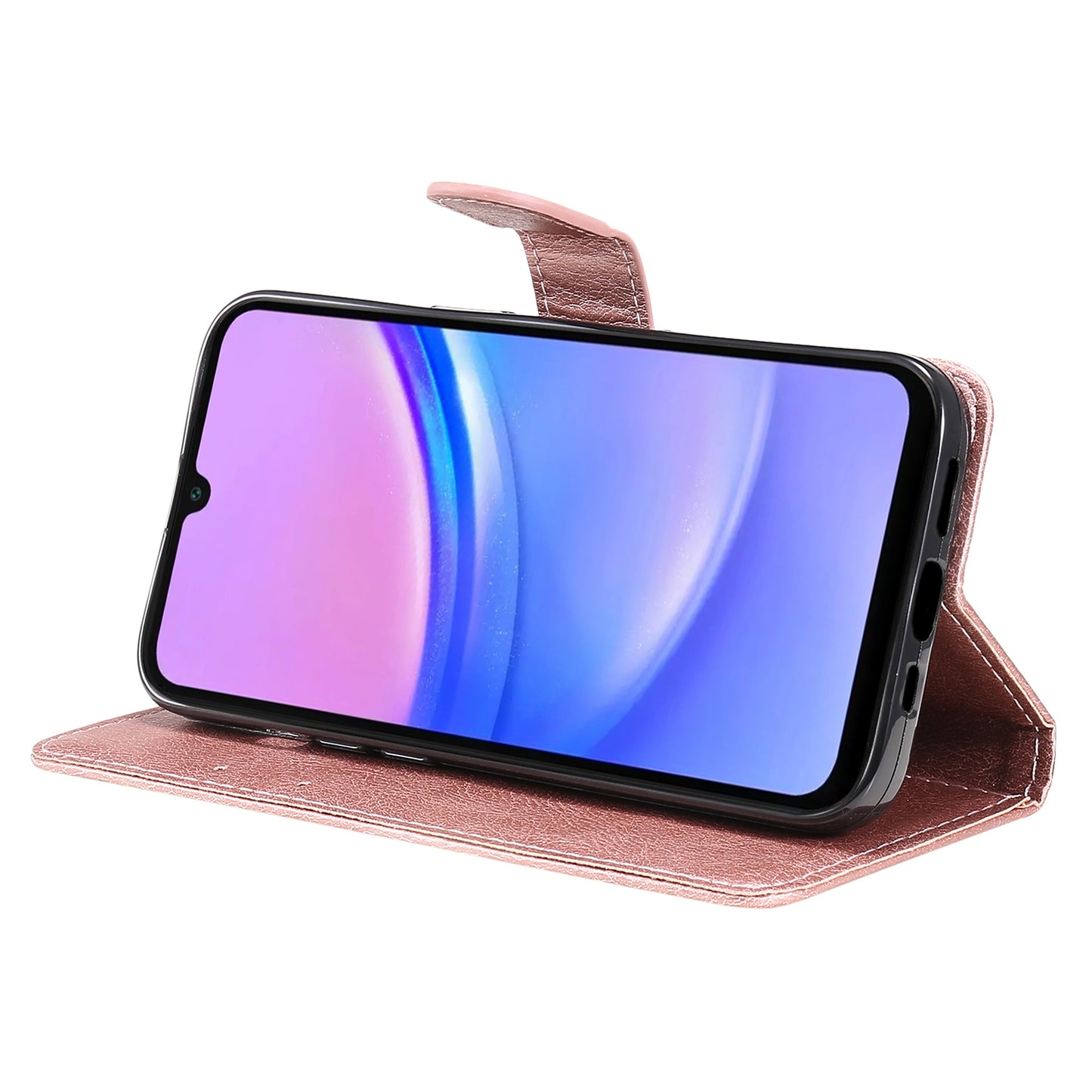 KT Leather Series-2 for Samsung Galaxy A16 5G / A16 4G Case Solid Color Leather Phone Cover Wallet Stand - Rose Gold