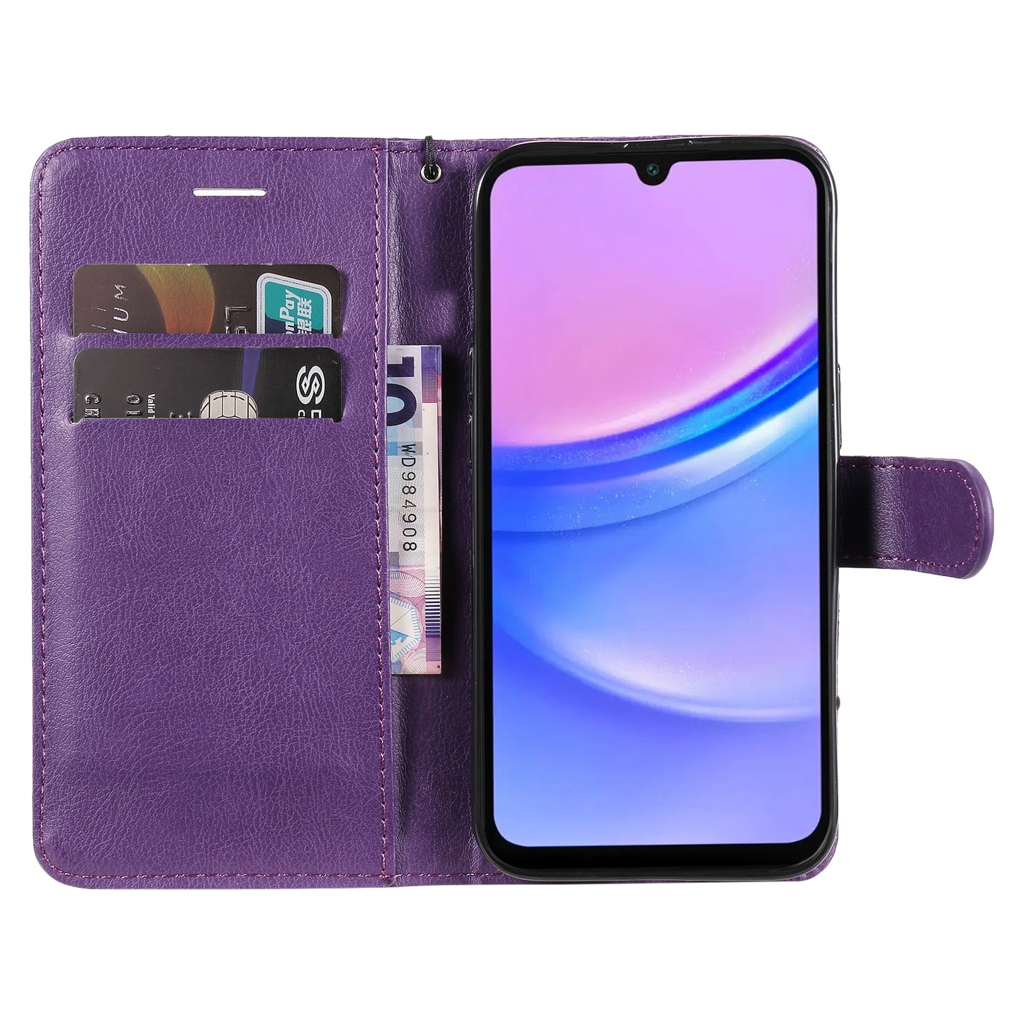 KT Leather Series-2 for Samsung Galaxy A16 5G / A16 4G Case Solid Color Leather Phone Cover Wallet Stand - Purple