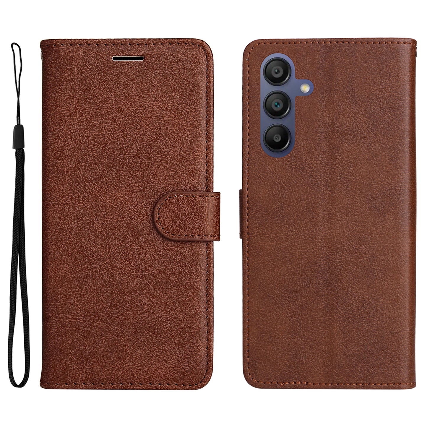 KT Leather Series-2 for Samsung Galaxy A16 5G / A16 4G Case Solid Color Leather Phone Cover Wallet Stand - Brown