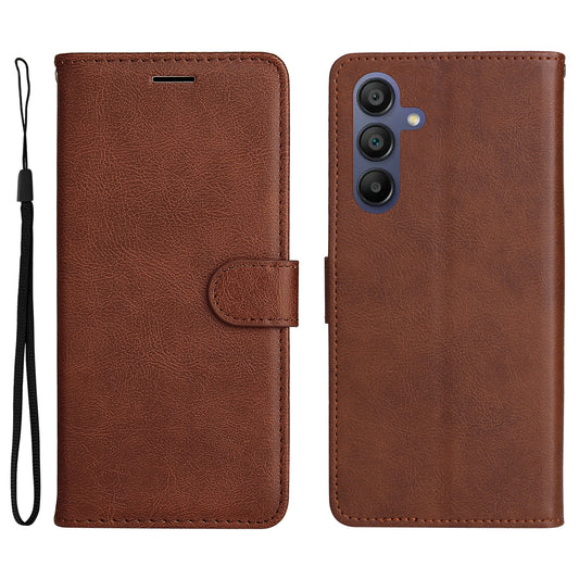 KT Leather Series-2 for Samsung Galaxy A16 5G / A16 4G Case Solid Color Leather Phone Cover Wallet Stand - Brown