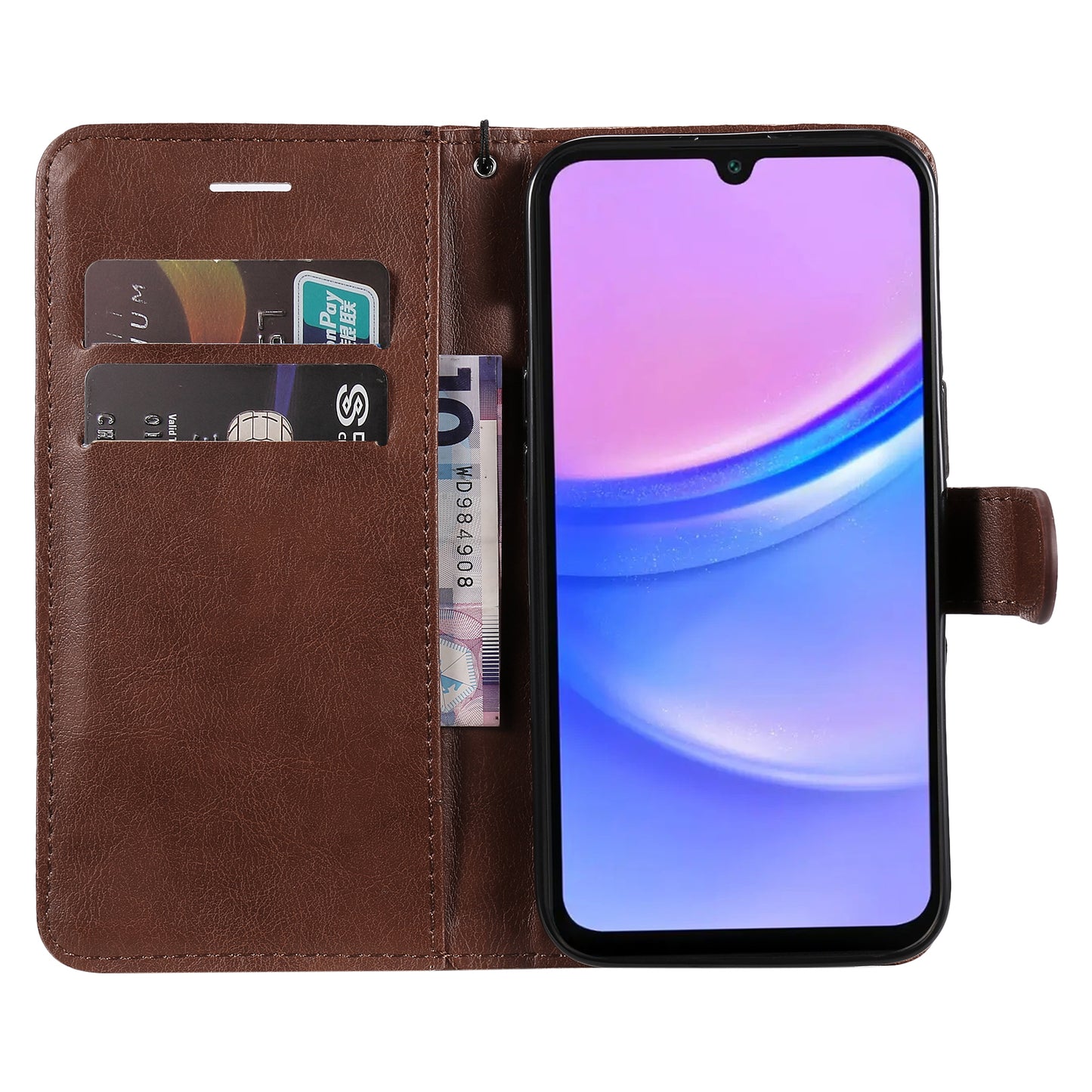 KT Leather Series-2 for Samsung Galaxy A16 5G / A16 4G Case Solid Color Leather Phone Cover Wallet Stand - Brown