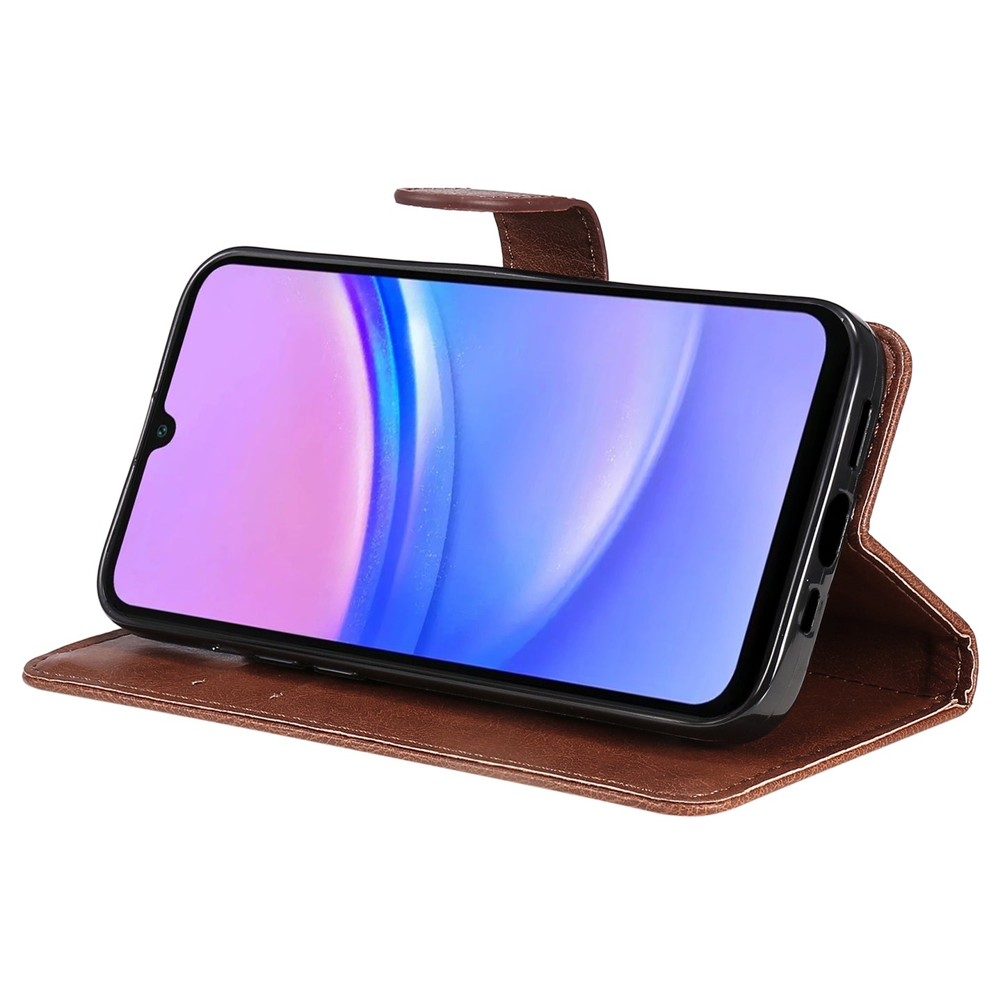 KT Leather Series-2 for Samsung Galaxy A16 5G / A16 4G Case Solid Color Leather Phone Cover Wallet Stand - Brown