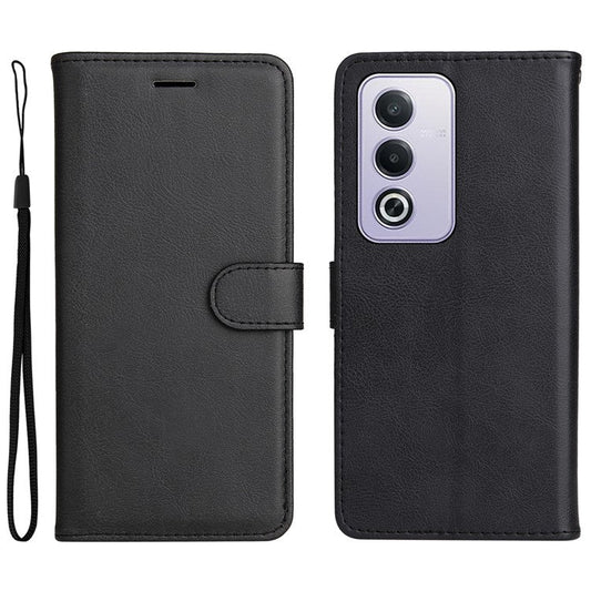 KT Leather Series-2 for Oppo A3 Pro (Global) 5G  /  A3 Pro (India) 5G Case Solid Color Leather Phone Cover Wallet Stand - Black