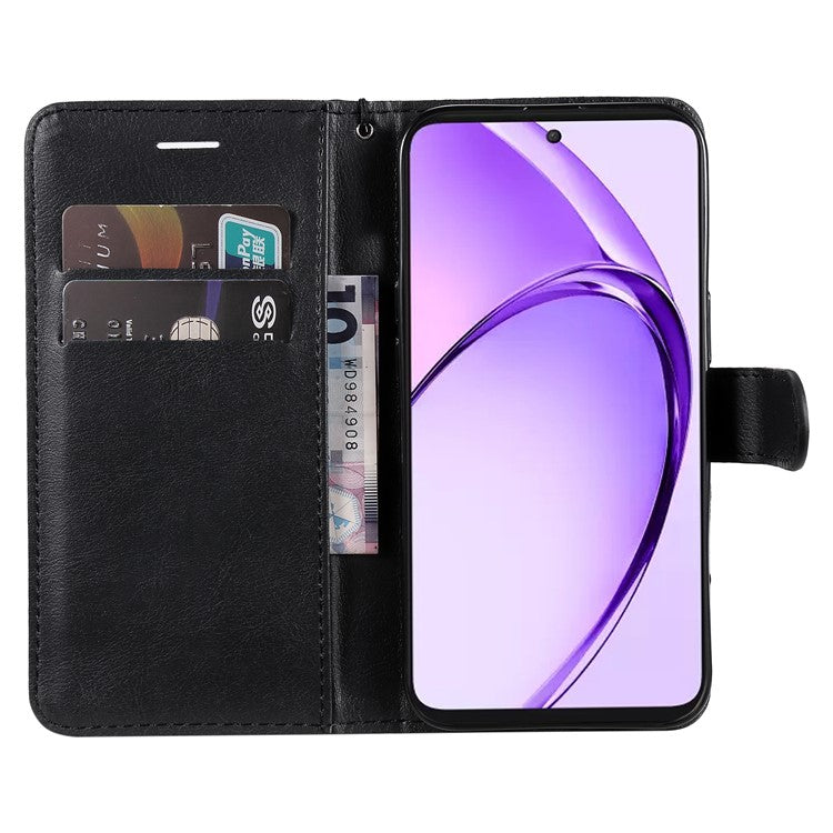 KT Leather Series-2 for Oppo A3 Pro (Global) 5G  /  A3 Pro (India) 5G Case Solid Color Leather Phone Cover Wallet Stand - Black