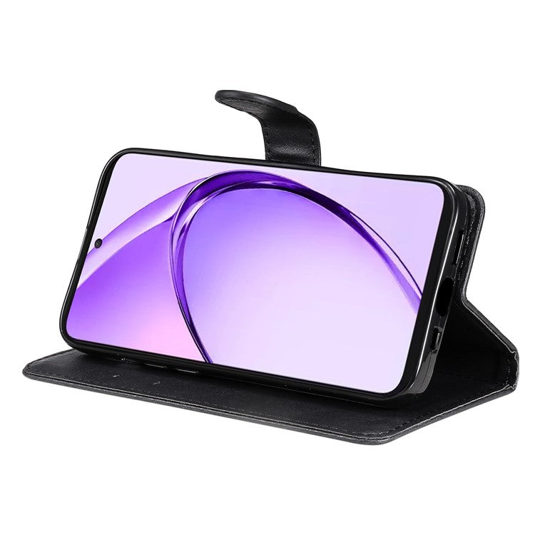 KT Leather Series-2 for Oppo A3 Pro (Global) 5G  /  A3 Pro (India) 5G Case Solid Color Leather Phone Cover Wallet Stand - Black
