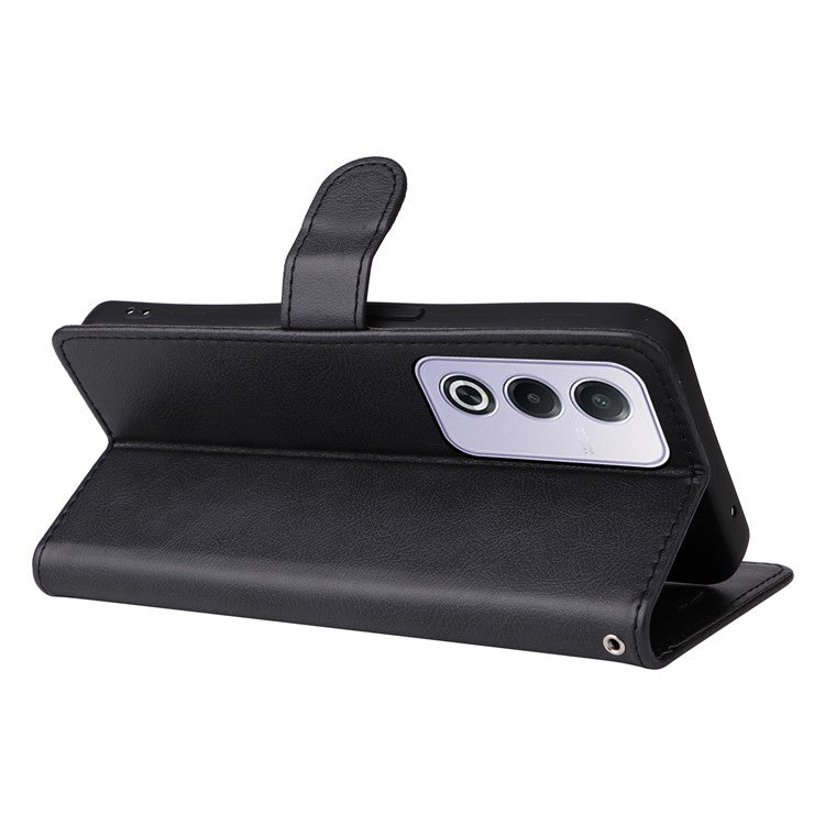 KT Leather Series-2 for Oppo A3 Pro (Global) 5G  /  A3 Pro (India) 5G Case Solid Color Leather Phone Cover Wallet Stand - Black