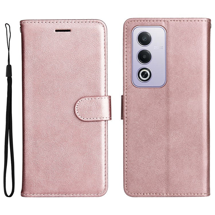 KT Leather Series-2 for Oppo A3 Pro (Global) 5G  /  A3 Pro (India) 5G Case Solid Color Leather Phone Cover Wallet Stand - Rose Gold