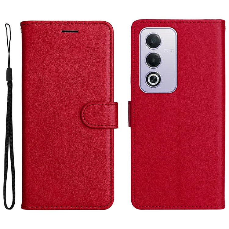 KT Leather Series-2 for Oppo A3 Pro (Global) 5G  /  A3 Pro (India) 5G Case Solid Color Leather Phone Cover Wallet Stand - Red