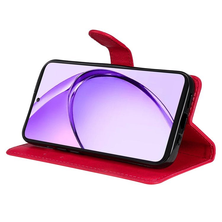 KT Leather Series-2 for Oppo A3 Pro (Global) 5G  /  A3 Pro (India) 5G Case Solid Color Leather Phone Cover Wallet Stand - Red