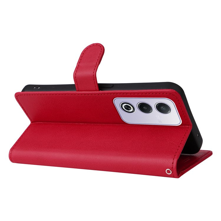 KT Leather Series-2 for Oppo A3 Pro (Global) 5G  /  A3 Pro (India) 5G Case Solid Color Leather Phone Cover Wallet Stand - Red