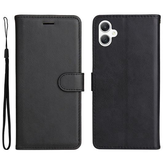 KT Leather Series-2 for Samsung Galaxy A06 Case Solid Color Leather Phone Cover Wallet Stand - Black