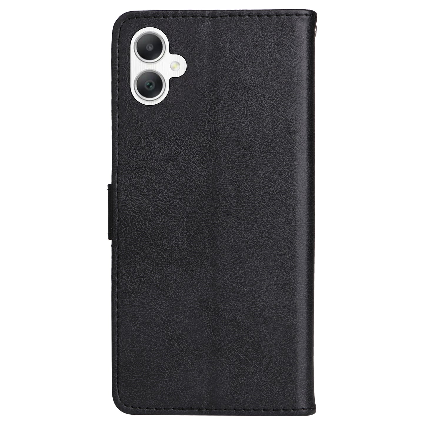 KT Leather Series-2 for Samsung Galaxy A06 Case Solid Color Leather Phone Cover Wallet Stand - Black