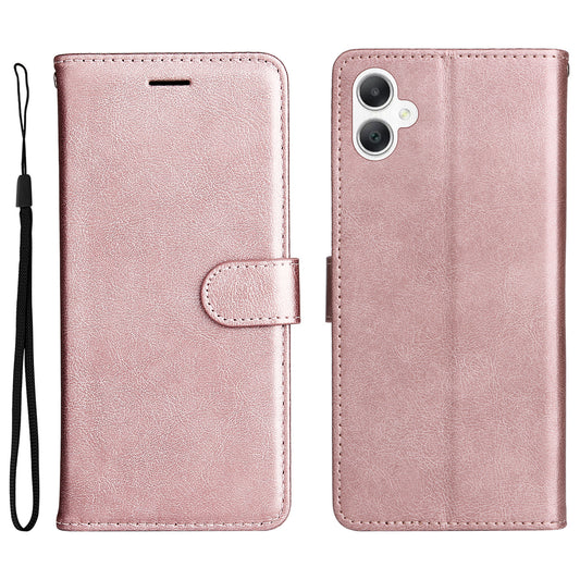 KT Leather Series-2 for Samsung Galaxy A06 Case Solid Color Leather Phone Cover Wallet Stand - Rose Gold