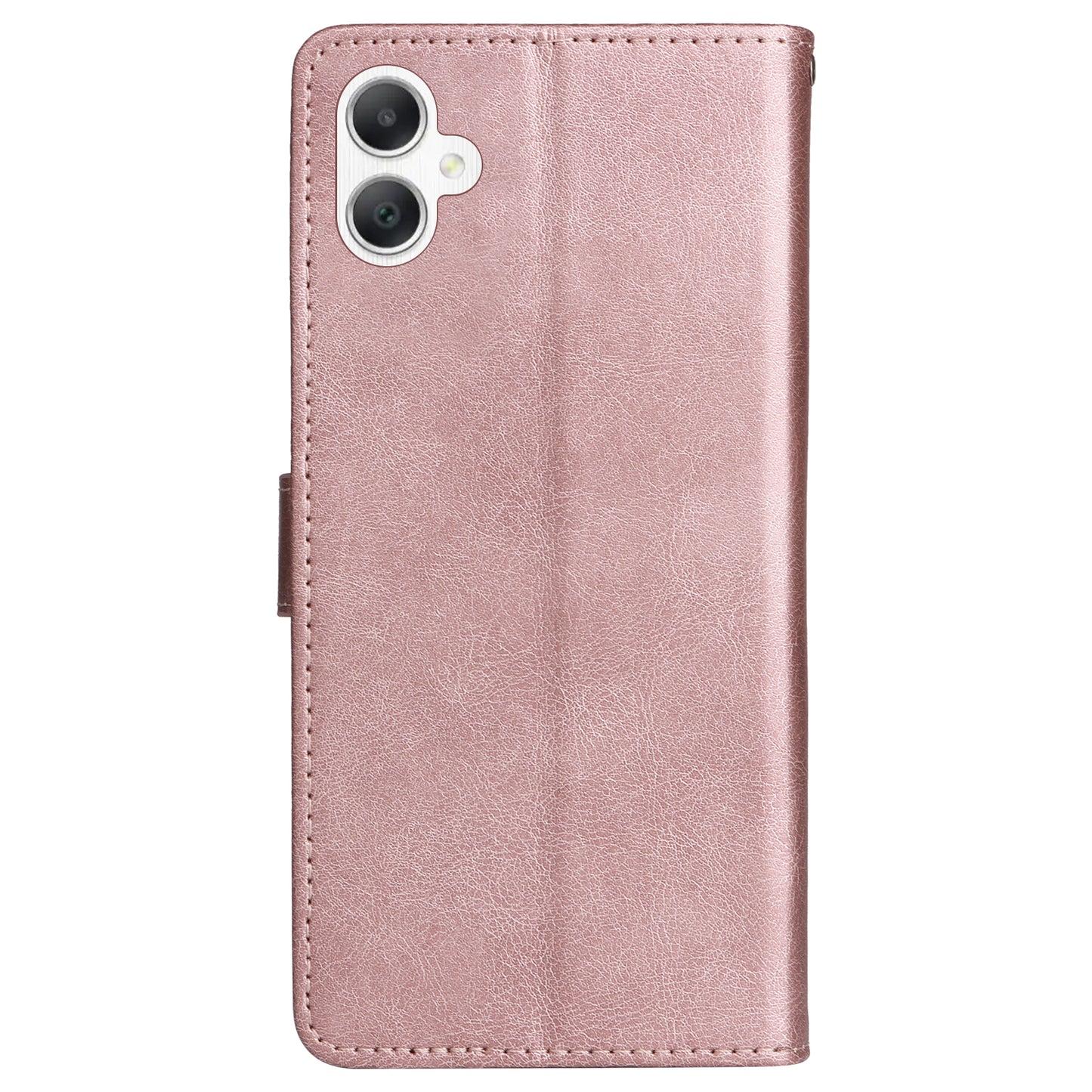 KT Leather Series-2 for Samsung Galaxy A06 Case Solid Color Leather Phone Cover Wallet Stand - Rose Gold