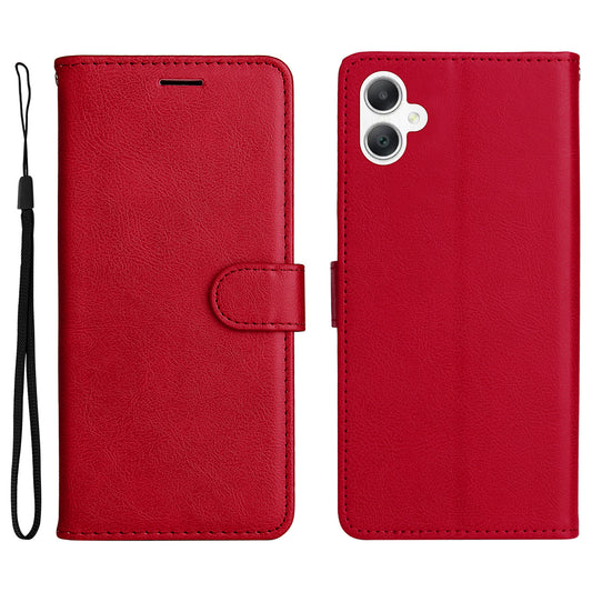 KT Leather Series-2 for Samsung Galaxy A06 Case Solid Color Leather Phone Cover Wallet Stand - Red