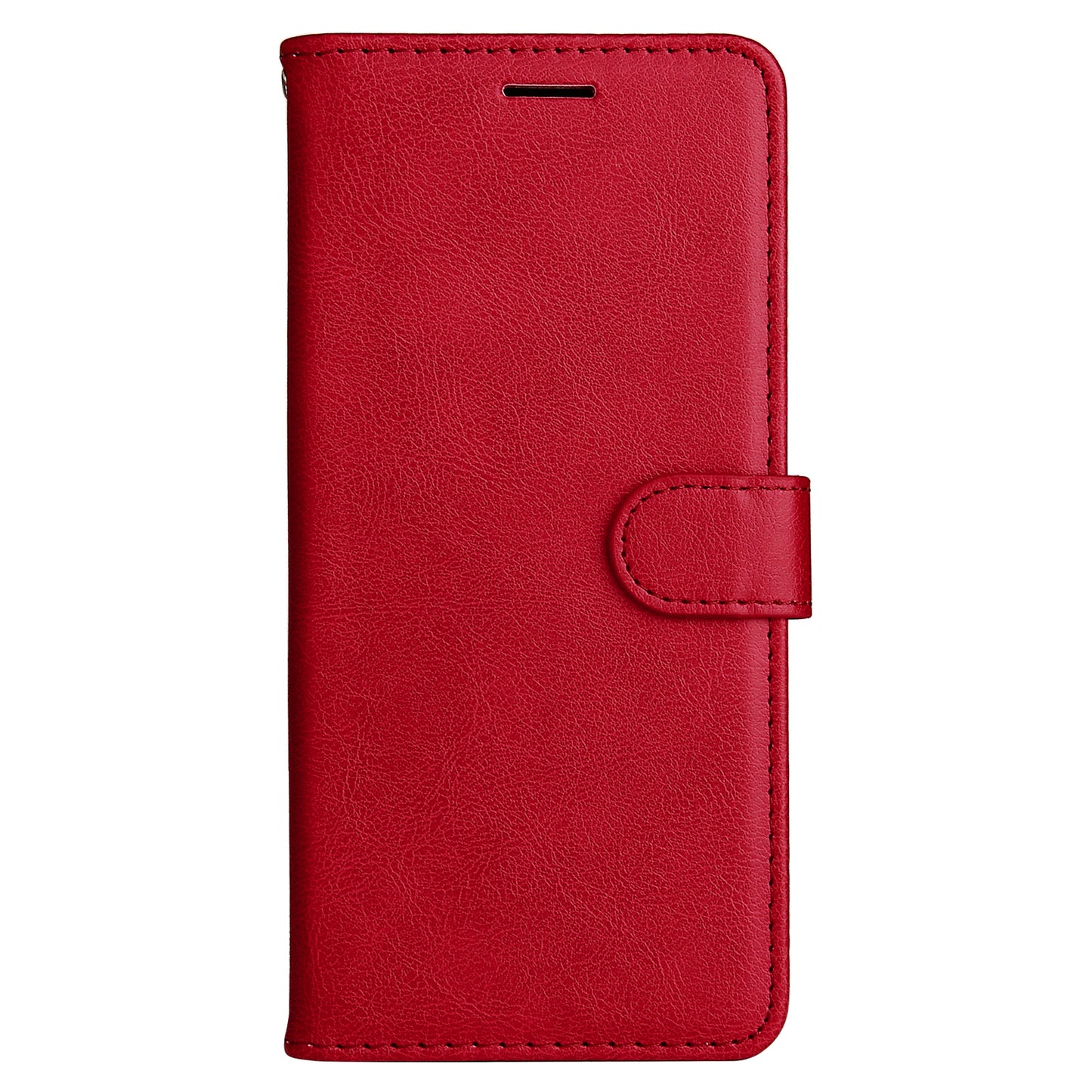 KT Leather Series-2 for Samsung Galaxy A06 Case Solid Color Leather Phone Cover Wallet Stand - Red