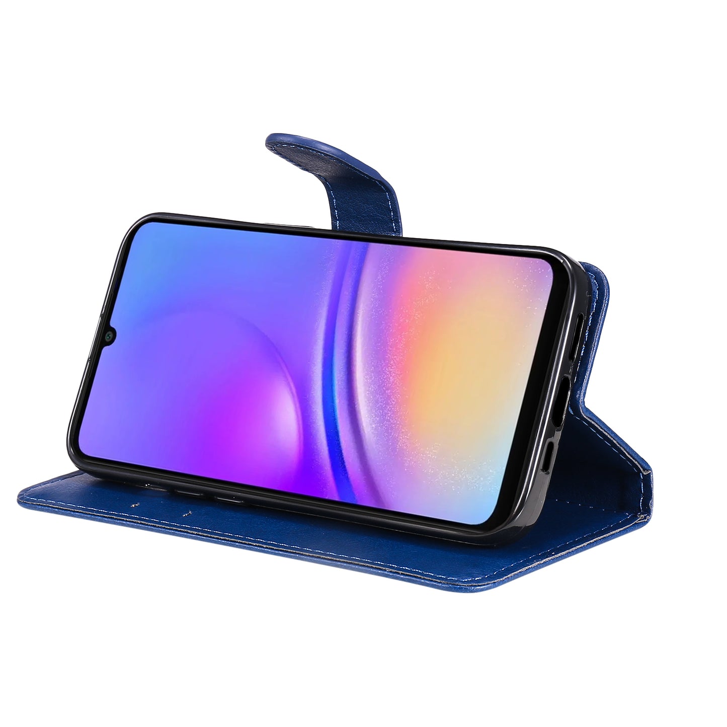 KT Leather Series-2 for Samsung Galaxy A06 Case Solid Color Leather Phone Cover Wallet Stand - Blue