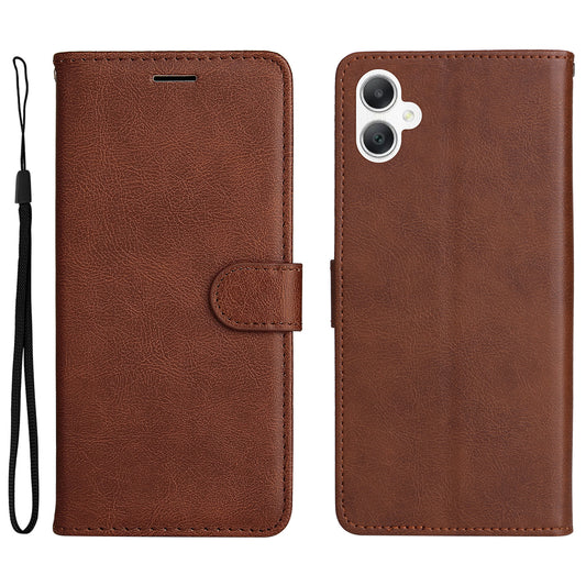 KT Leather Series-2 for Samsung Galaxy A06 Case Solid Color Leather Phone Cover Wallet Stand - Brown