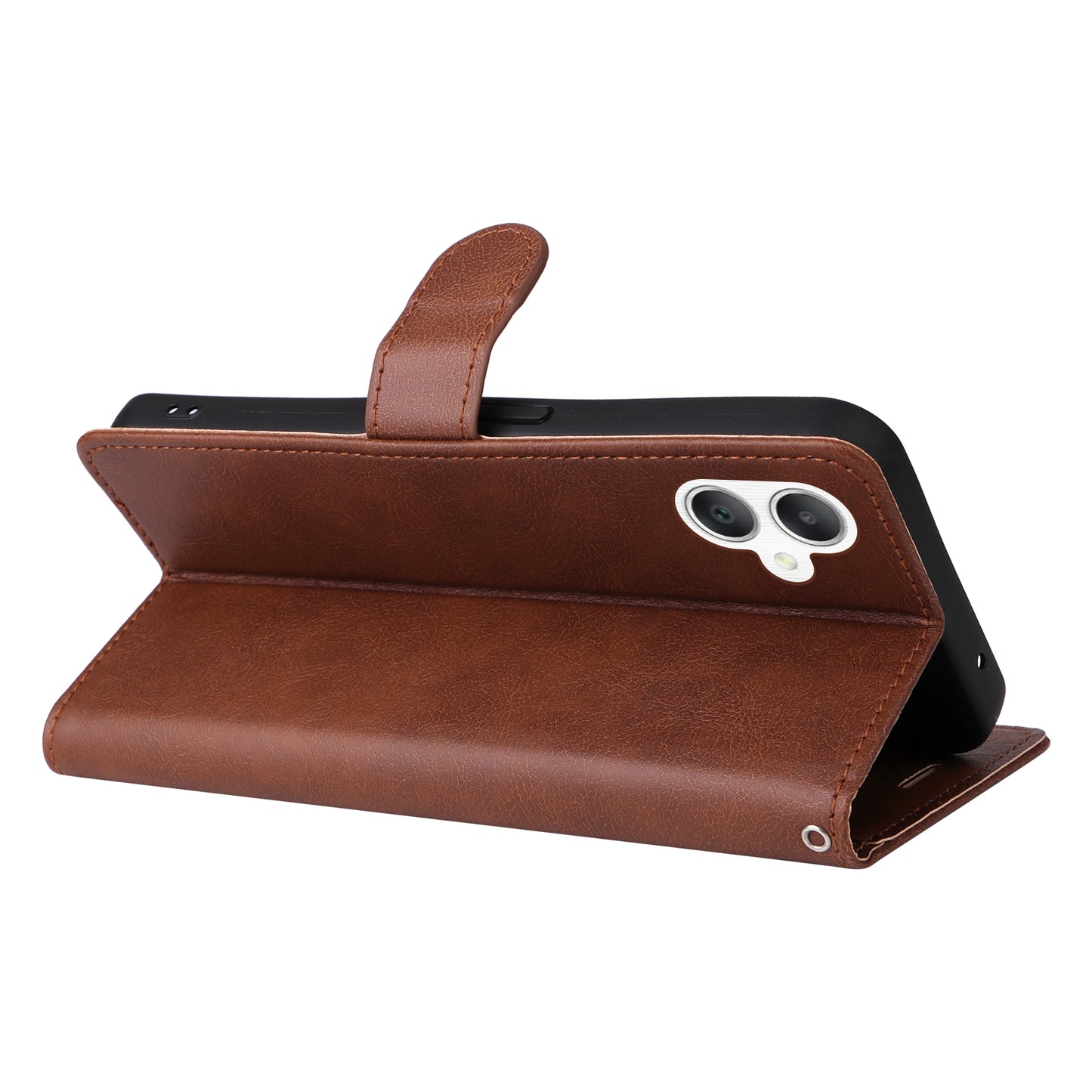KT Leather Series-2 for Samsung Galaxy A06 Case Solid Color Leather Phone Cover Wallet Stand - Brown